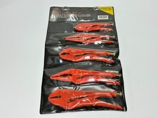 NOS SEARS 30125 (Rare) Hi-Viz Orange 5pc Locking Pliers Set in Plastic Kit Bag picture