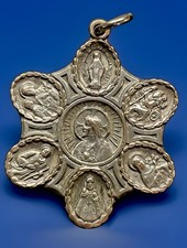 Vintage Catholic 7 Way Silver Tone Religious Protection Medal picture
