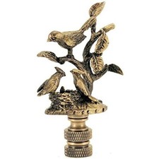 BIRD'S NEST LAMP SHADE FINIAL ANTIQUE BRASS - FINIAL THREAD picture
