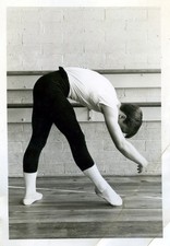 Vintage Young Teen Boy Dancers Exercising in Black Tights at Balance Barre 1960s picture