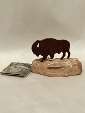 Lazart Collector Series American Bison Buffalo Metal Art on Sandstone Base w/Tag picture