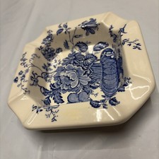 VTG  Royal Crownford Blue Ashtray Ironstone England Floral Incense Trinket Dish picture