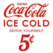 Drink Coca-Cola Ice Cold 5 Cents Cut Out Vinyl Sticker Set Officially Licensed picture