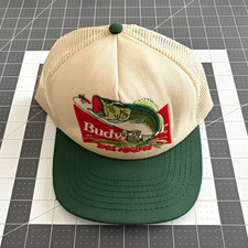 Vintage Budweiser Bass Anglers Trucker Hat Mesh Snapback Fishing Beer Cap picture