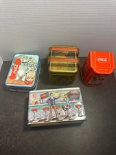 4 Coca Cola collectible metal tins vintage style advertising lot picture