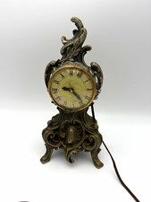 Vintage Lanshire Electric Mantel Clock Ornate Rococo Cast Metal Roman Numerals picture