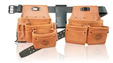 Graintex 13-Pocket Framers Tool Belt, 4-Piece Leather Combo with Hammer Holder picture