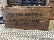 Antique Wooden Crate Ohio Chief Pure Maple Syrup Bellefontaine J. M. Abraham Box picture
