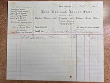 1906 Reno Nevada Wholesale Liquor Asti Wine Crystal Brook Whiskey Club Billhead picture