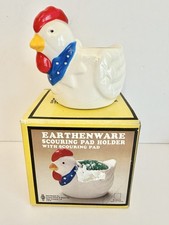 Rooster Chicken Ceramic Scouring Pad Holder Vintage Kitschy Cottagecore Vintage  picture