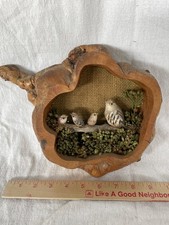 VTG Beautiful Mother and Baby birds in a Burl Wall decor picture