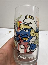 Smurf SMURFETTE Tumbler Drinking Glass 1983 Wallace Berrie & Co. Peyo Vintage picture