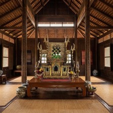 Handmade Thai Spirit House Teak Wood Shrine Glass Mosaic Home Decor 11.4