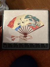 Japanese Fukui Asahido Kyoto greeting card Fan Cranes Tree picture