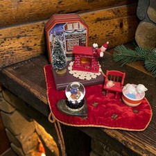 Vintage Christmas Stocking Diorama Santa's Arrival picture