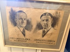 1924 Calvin Coolidge Charles G. Dawes Campaign Poster Framed Lithograph Vintage picture