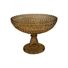 ArtDeco Central Glass Works Canary Yellow Pedestal Console Footed Bowl  775 Rare picture