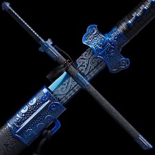  Full Tang Blue Ninja Sword Sharp Straight Japanese Katana 1095 Carbon Steel picture