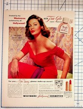 1952 Gene Tierney Tru-Glo Westmore Hollywood Cosmetics Vintage Ad picture