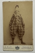Antique 1896 CDV Photo Boy In Clown Harlequin Costume C Ruf German Hofphotograph picture