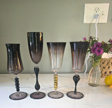 Joseph Webster Glass Set of 4 Stemmed Purple Ombre Champagne Flutes picture