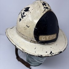Antique MSA Firemans Helmet Leather Shield Cold Weather Liner Leather Chin Strap picture