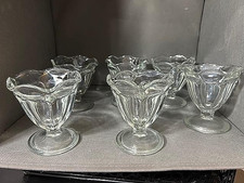 Sundae Clear Glass Dessert Dishes Set of 6 Anchor Hocking Sherbet FOUNTAINWARE picture