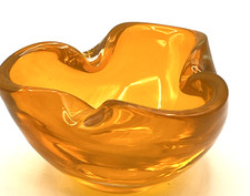 Vintage Murano Glass Tangerine Orange Ameba Ashtray Trinket Dish picture
