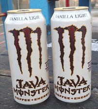 2X RARE 2022 Monster Energy Drink Java VANILLA LIGHT Discontinued FULL 15oz CANS picture