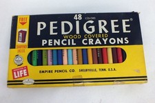 Vintage Empire Pencil Co Pedigree Wood Covered Pencil Crayons 48 Colors in Box picture