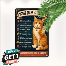Guest Rules Welcome Metal Tin Sign Retro Humorous Entryway Home Wall Decor picture