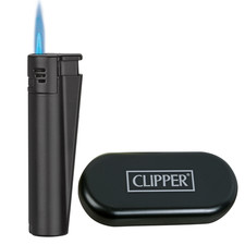 Clipper Metal Lighter - Refillable, Includes Case. Black JET Butane Lighters picture