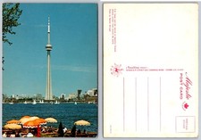 CN Tower Toronto Ontario Skyline Lake View Sailboats Vintage Postcard picture