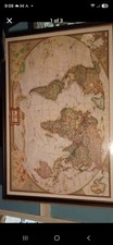 1988 National Geographic The World Map 46x29 Large Framed Vintage USSR Wall Art picture