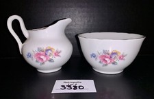 Allyn Nelson Collection Fine Bone China Floral Creamer & Sugar Bowl Set England picture