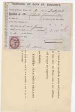 1888 Bury St Edmunds Parish St Mary Poor Rate Tax Receipt Queen Victoria Stamp picture