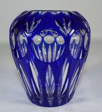 Vintage Nachtmann Bamberg Cobalt Blue Cut to Clear Crystal Vase 5