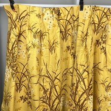 VTG Sears Pinch Pleat Curtain Panels Thermalgard Gold Yellow Floral Cottagecore picture