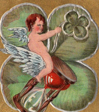 * Antique DB Postcard Good Luck Start To Finish For New Year Clover Child c1908 picture