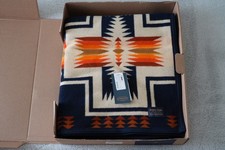 Pendleton Beaver State Harding Jacquard Wool Blanket Twin Navy Multi USA NWT picture
