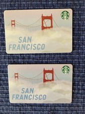 TWO  STARBUCKS 2019 SAN FRANCISCO GIFT CARDS GOLDEN GATE BRIDGE FOG NEW picture