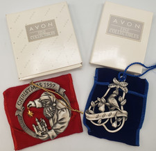 Avon 1997 & 2001 Pewter Ornaments Santa Star Partridge Pear Tree New Old Stock picture