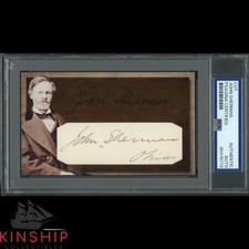 John Sherman signed Cut 3x5 Custom Card PSA DNA Slab Rare Inscribed Auto C4573 picture