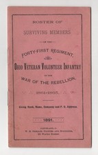 US 1891 CIVIL WAR ROSTER OF SURVIVING MEMBER OF THIS 41st REGIMENT picture