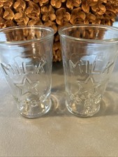 Vintage Pair Of Milk 1888 Drinking Glasses | Cow Star Embossed Tumbler | Canada picture