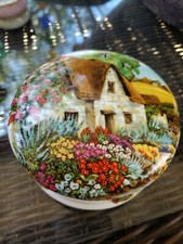 Vintage Made in England Crown LOGO ceramic Covered Jar Trinket Box Container  picture