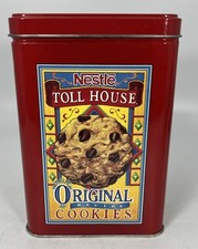 Vintage Nestle Toll House Original Recipe Cookies Metal Tin Can Red Container picture