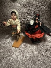 Vintage Hand Made Miniature Dolls Lot Of Two picture