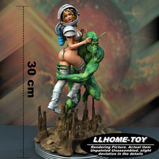 30CM tall Alien with hot girl Resin 3D Print Model Unpainted GK statue Figure picture