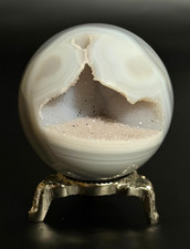 55 mm Agate Sphere with a Face - Orbs - Sparkling Druzy - Pretty Banding picture